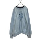 【中古】【古着】 MORNING SUN プリントスウェット トレーナー 3XL レディース ライトブルー 裏起毛 レイヤードネック 古着卸 アメリカ仕入 a607-5252