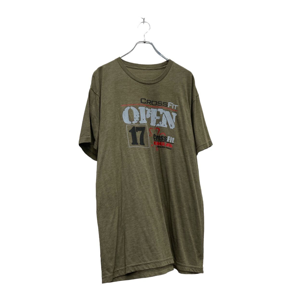 【中古】【古着】 半袖 プリント Tシャツ XL~ モスグリーン ビックサイズ パックプリント クルーネック 古着卸 アメリカ仕入 a607-5277