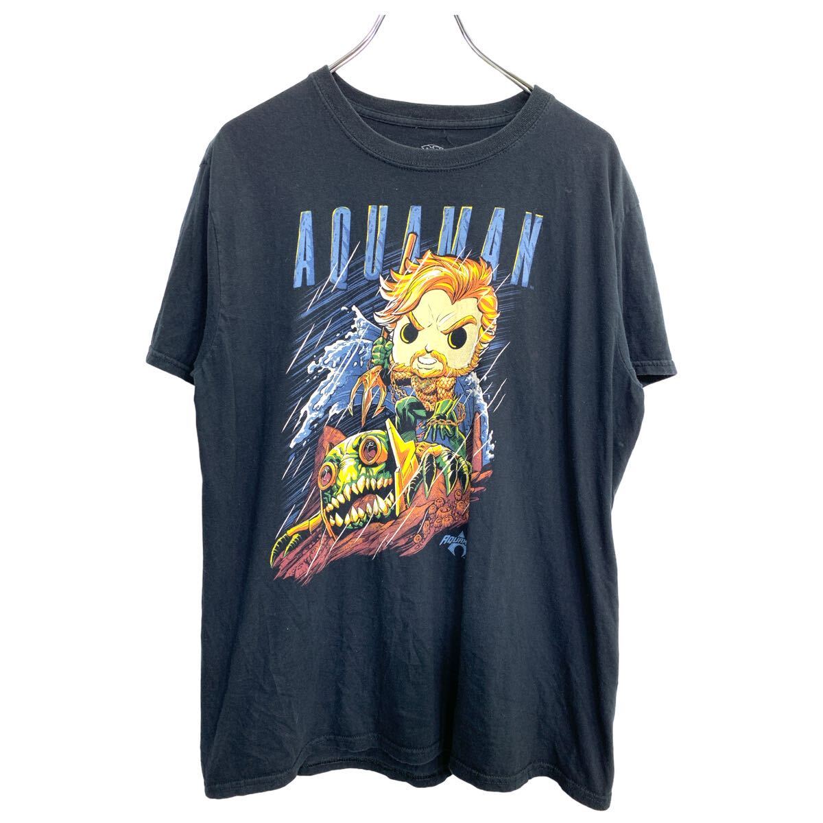 【中古】【古着】 AQUAMAN 半袖 プリント Tシャツ Lサイズ ブラック 古着卸 アメリカ仕入 t2407-3089