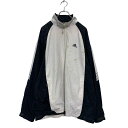 【中古】【古着】 adidas ジップアップ ナイロンジャケット 3XL ホワイト ブラック アディダス ビッグサイズ 古着卸 アメリカ仕入 a607-5362