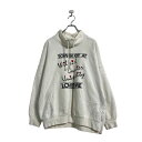【中古】【古着】 プリント スウェット トレーナー レディース L~ ホワイト モックネック ハーフジップ 古着卸 アメリカ仕入 a607-5388