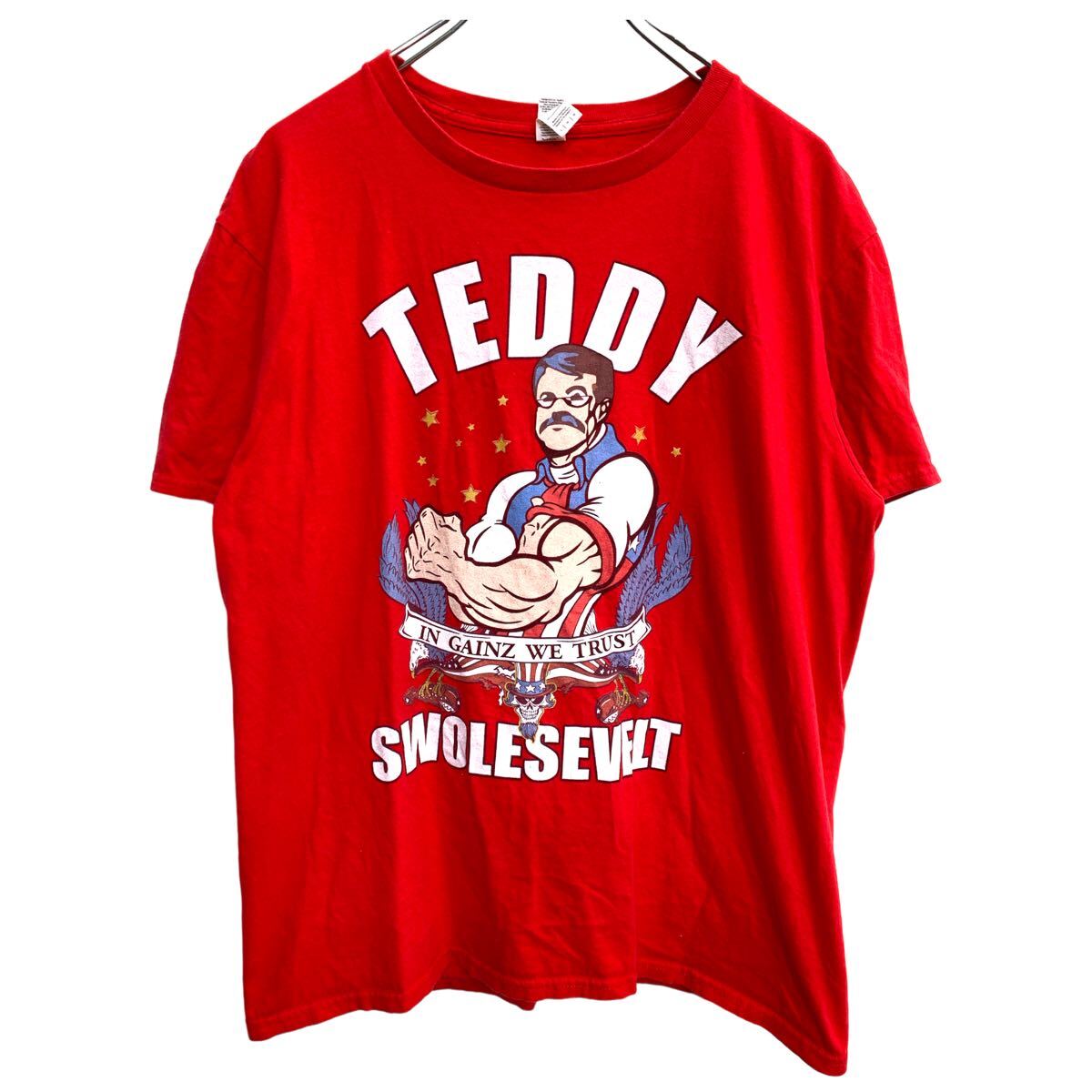 【中古】【古着】 anvil 半袖 プリント Tシャツ Lサイズ アンビル レッド コットン 古着卸 アメリカ仕入 t2407-3124