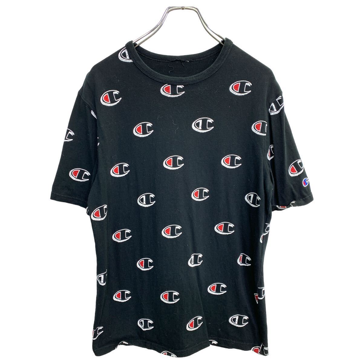 【中古】【古着】 Champion 半袖 プリント Tシャツ Mサイズくらい チャンピオン ロゴTシャツ ブラック 古着卸 アメリカ仕入 t2407-3304
