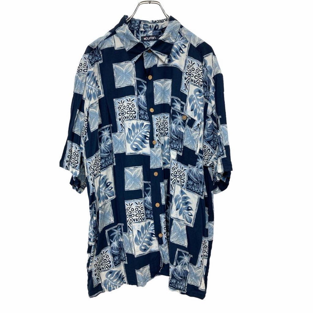 Other - 【中古】【古着】 Puritan 半袖 シャツ XLサイズ ピューリタン 胸ポケット 総柄 ブルー 古着卸 アメリカ仕入 t2407-3367