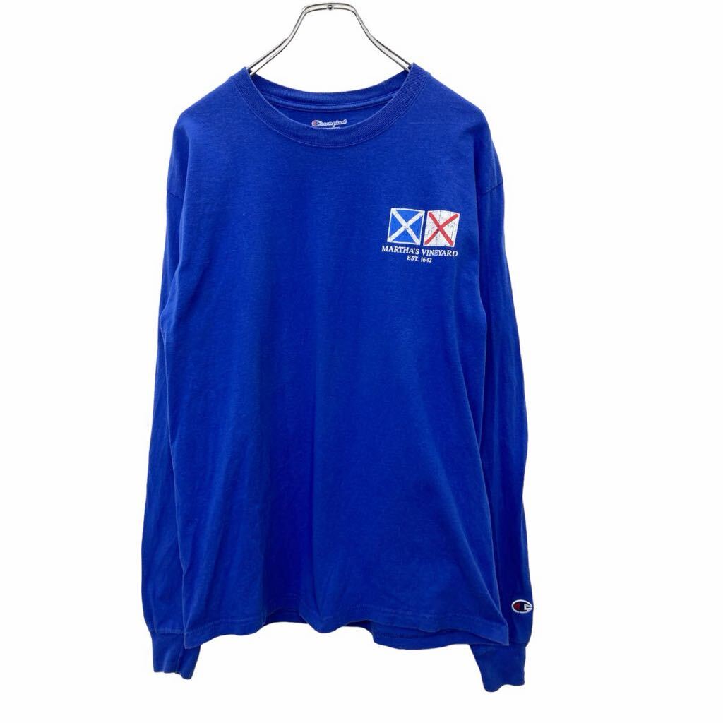 【中古】【古着】 Champion 長袖 ロンT Mサイズ チャンピオン バックプリント ブルー 古着卸 アメリカ仕入 t2407-3383