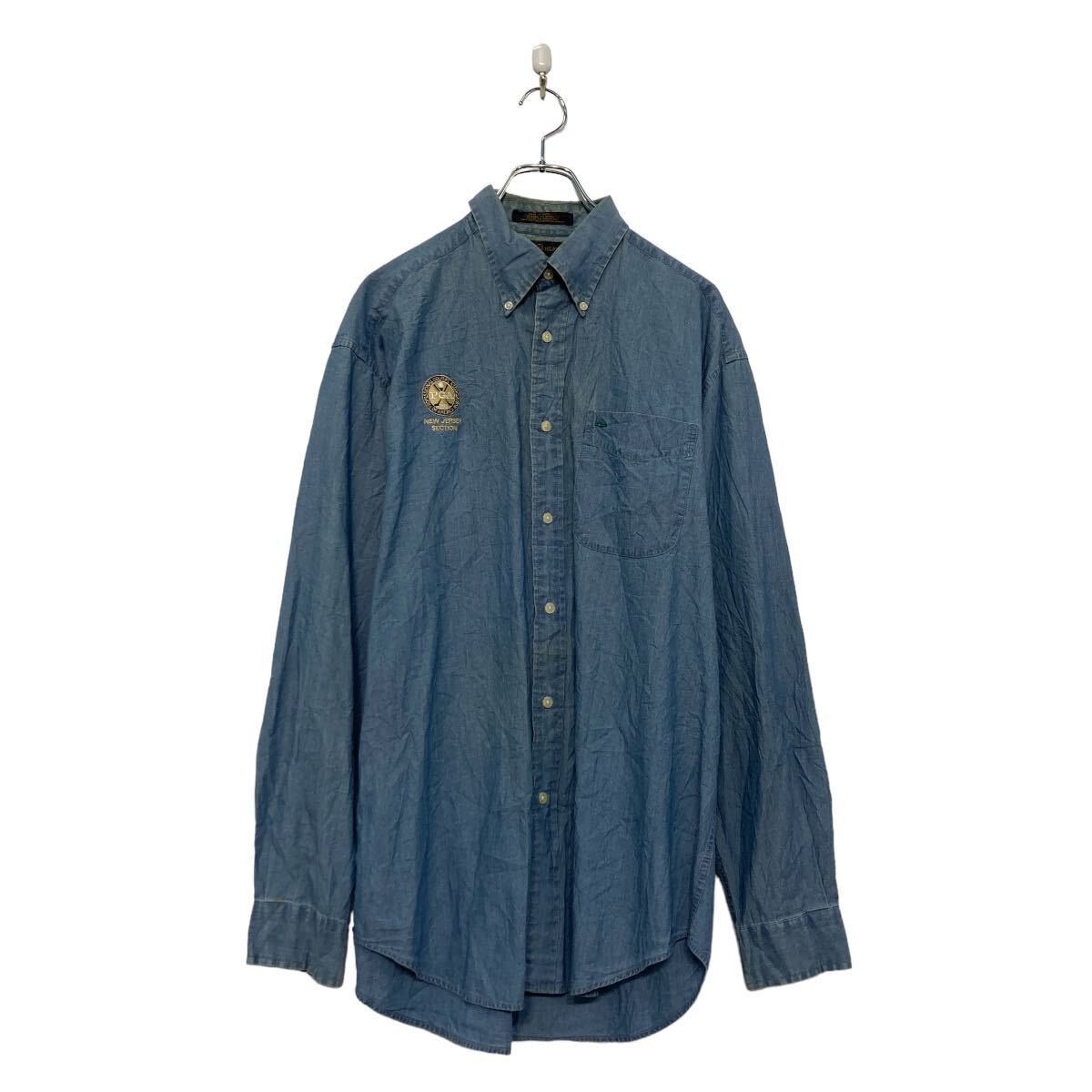 【中古】【古着】 TOMMY HILFIGER 長袖 シャツ ブルー トミーフィルフィガー M ボタンダウン ポケット 古着卸 アメリカ仕入 a607-5614