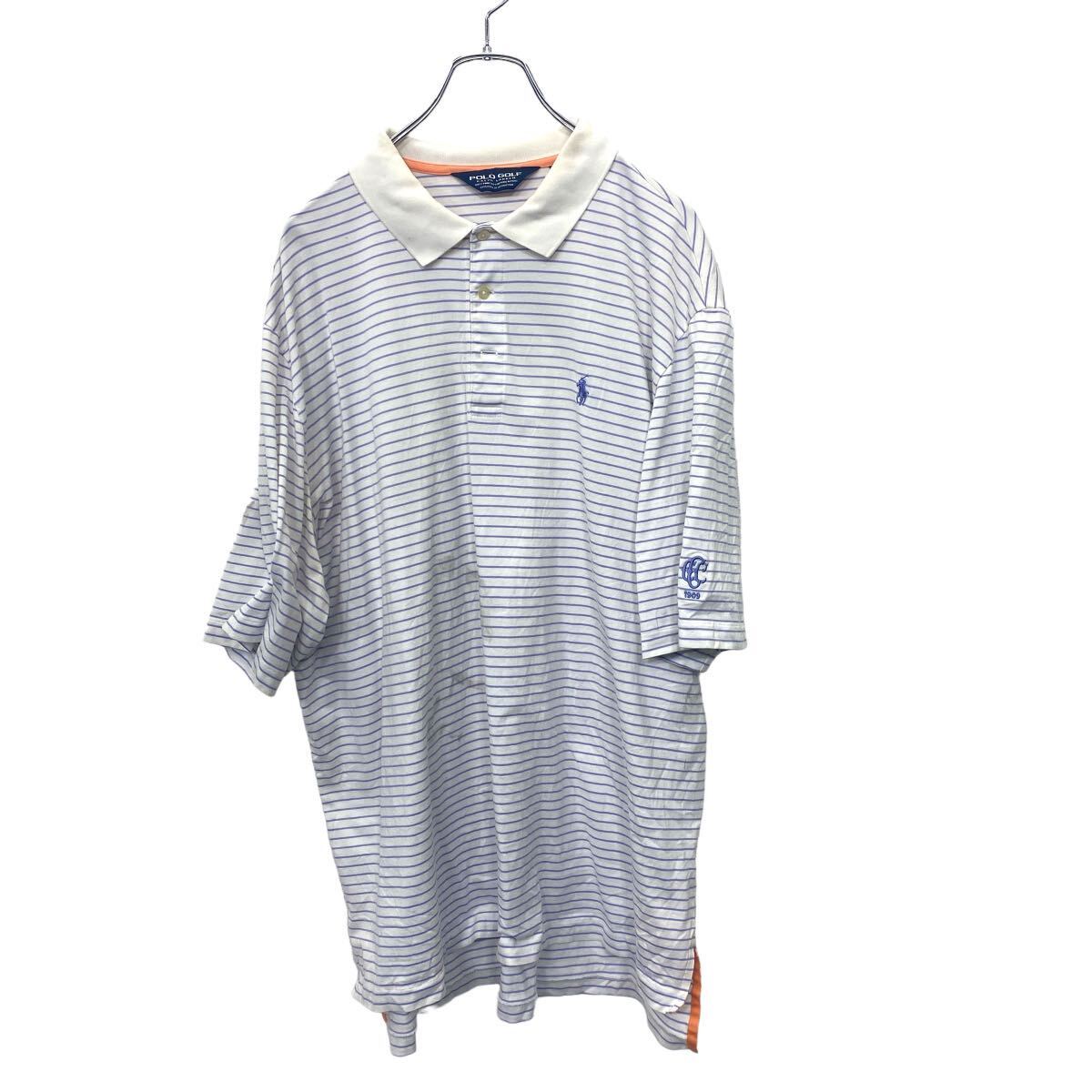 【中古】【古着】 半袖 Polo GOLF ボーダー ポロシャツ XL サイズ ポロゴルフ ホワイト系 古着卸 アメリカ仕入 t2407-3475