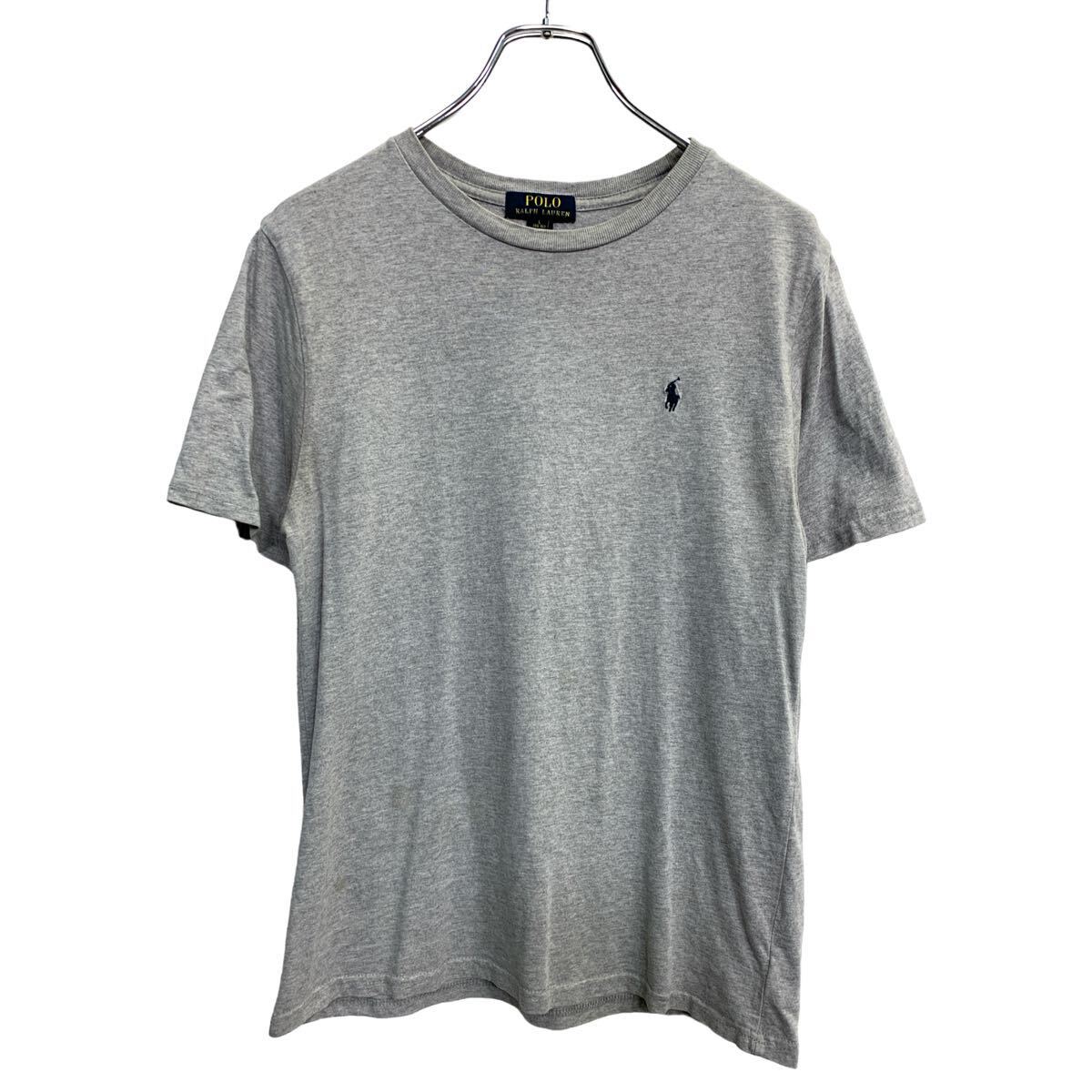 【中古】【古着】 POLO RALPH LAUREN 半袖 ロゴ Tシャツ Lサイズ ポロラルフローレン ジュニアサイズ 刺繍 グレー 古着卸 アメリカ仕入 t2407-3493