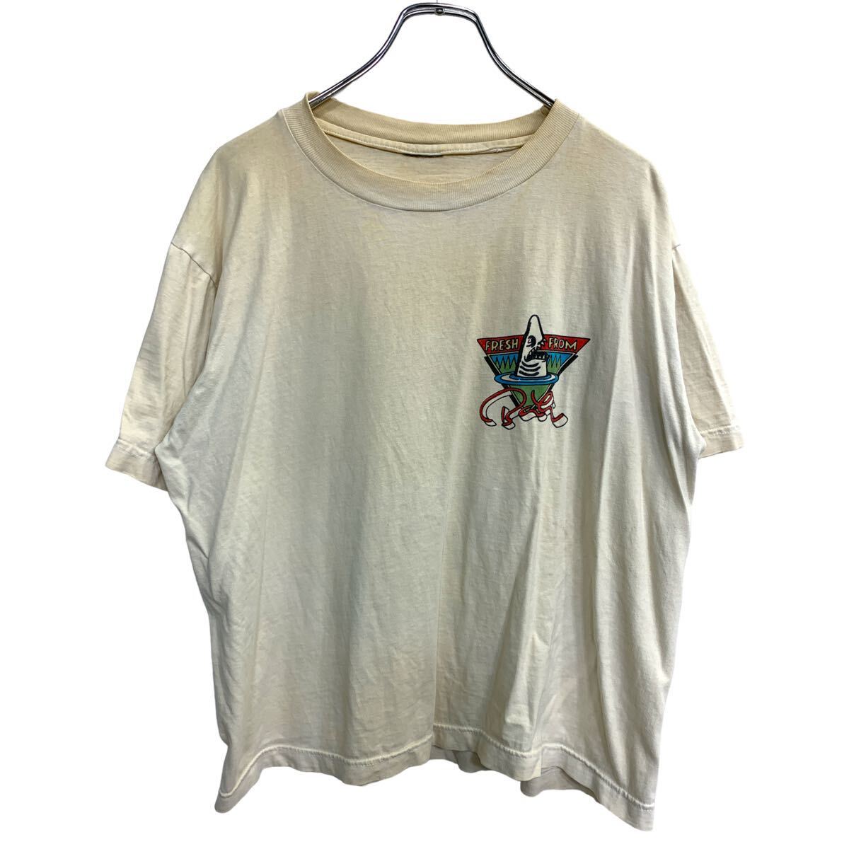 T-Shirts - 【中古】【古着】 半袖 プリント Tシャツ Mサイズくらい バックプリント クリーム 古着卸 アメリカ仕入 t2407-3522