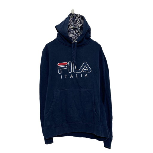 【中古】【古着】 FILA プリント スウェット パーカー フィラ L ネイビー 裏起毛 古着卸 アメリカ仕入 a607-5758 【中古】【古着】 FILA プリント スウェット パーカー フィラ L ネイビー 裏起毛 古着卸 アメリカ仕入 a607-5758
