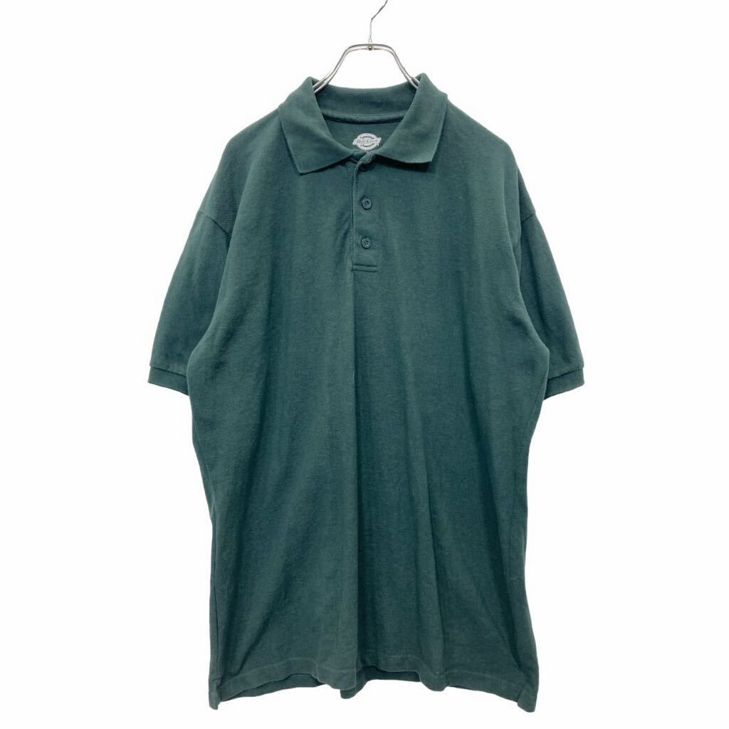 【中古】【古着】 Dickies 半袖 ポロシャツ Lサイズ ディッキーズ ハーフボタン グリーン 古着卸 アメリカ仕入 t2407-3612