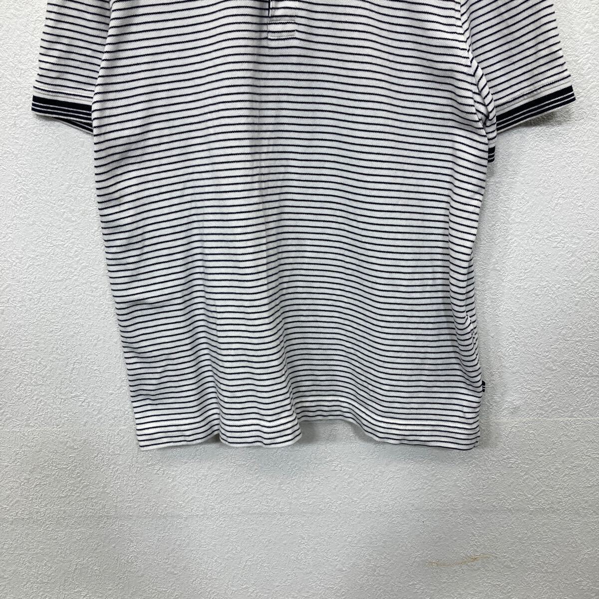 【中古】【古着】 nautica 半袖 ポロシャツ Mサイズ ノーティカ ボーダー ハーフボタン ホワイト 古着卸 アメリカ仕入 t2407-3618