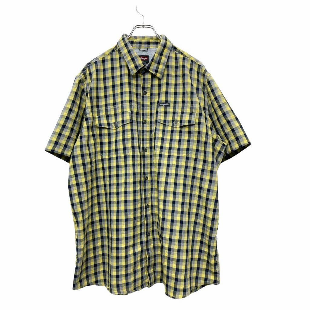 【中古】【古着】 Wrangler 半袖 シャツ XLサイズ ラングラー 胸ポケット チェック柄 レギュラーフィット イエロー ブラック 古着卸 アメリカ仕入 t2407-3663