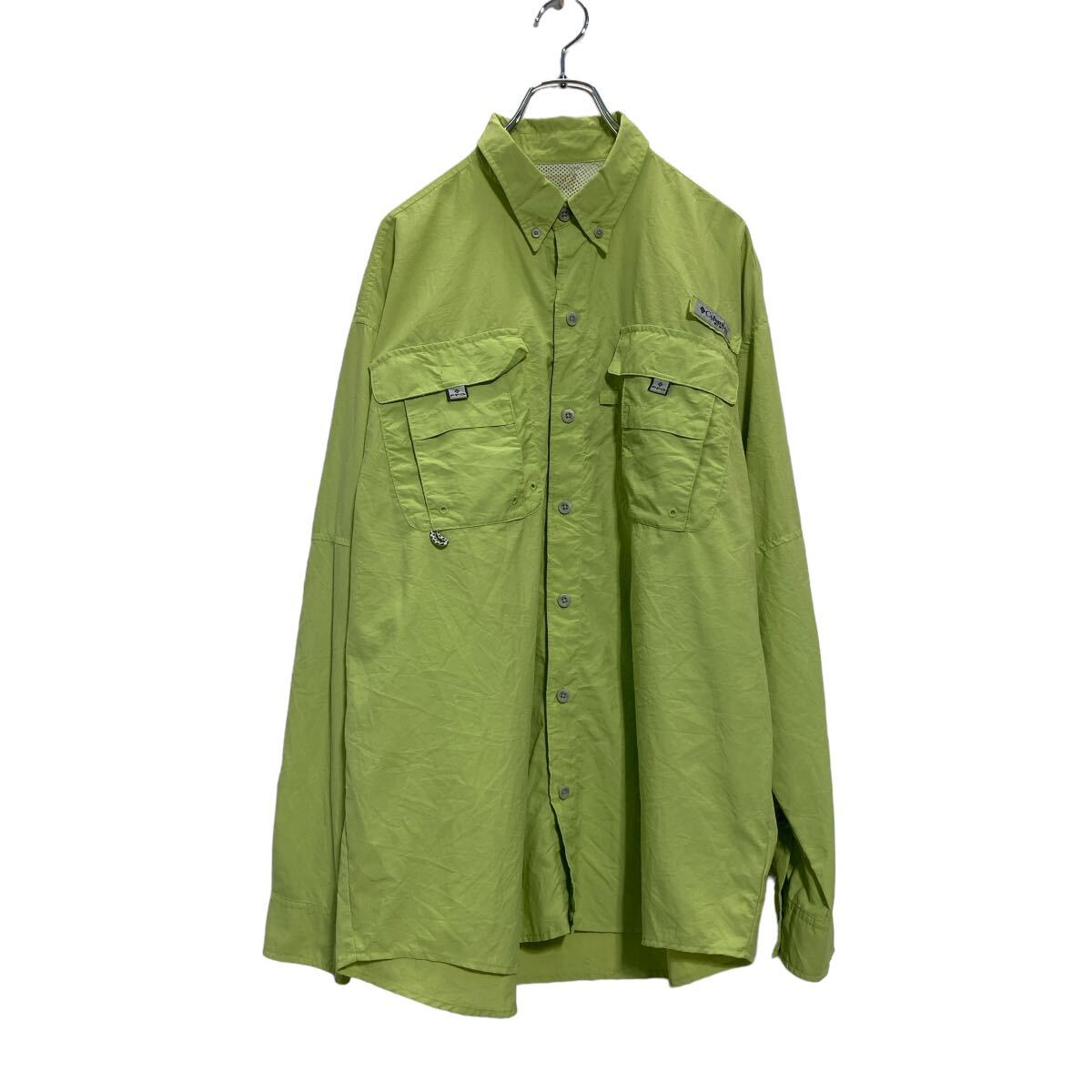 【中古】【古着】 Columbia 長袖 無地シャツ 2XL ライトグリーン コロンビア ビッグサイズ ボタンダウン ダブルポケット 古着卸 アメリ..