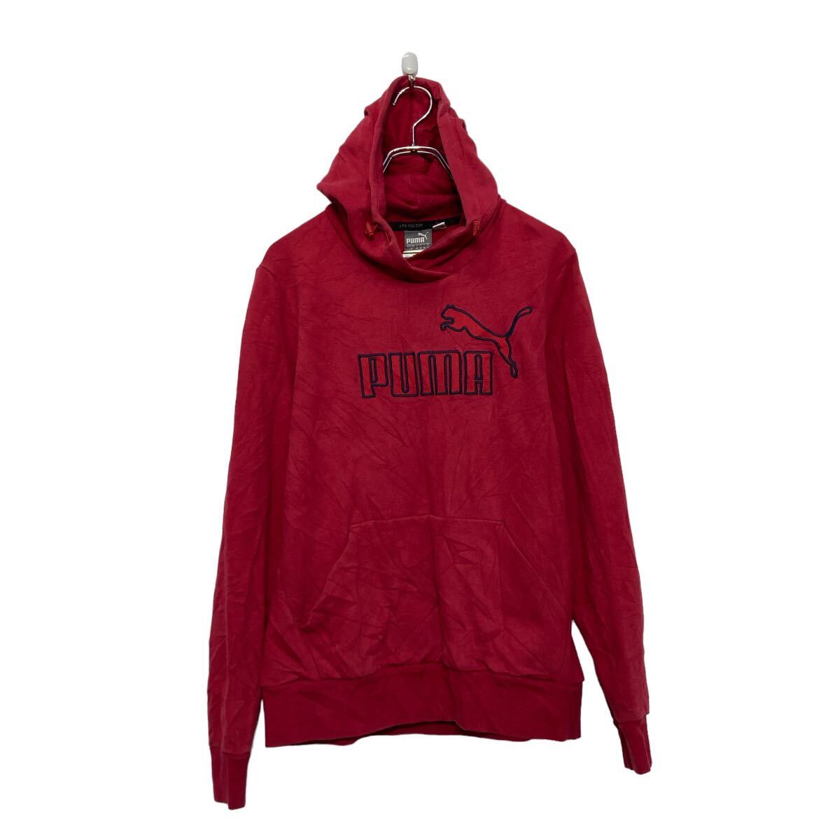 【中古】【古着】 PUMA プリント スウェット パーカー プーマ L レッド プルオーバー 古着卸 アメリカ仕入 a607-5843