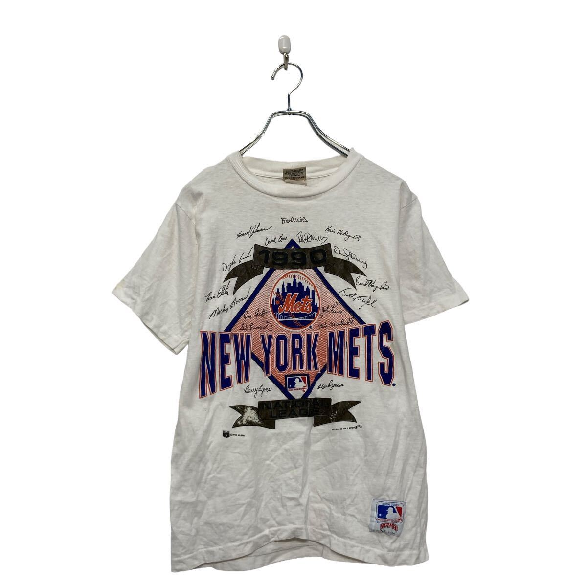 【中古】【古着】 NUTMEC 半袖 プリント Tシャツ S ホワイト Mets メッツ シングルステッチ 90s クルーネック 古着卸 アメリカ仕入 a607-5870