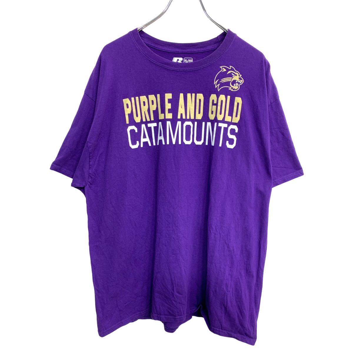 【中古】【古着】 RUSSELL 半袖 プリント Tシャツ XLサイズ ラッセル パープル コットン 古着卸 アメリカ仕入 t2407-3725