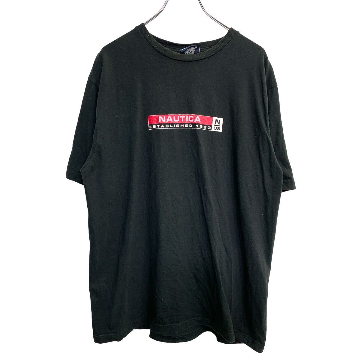 【中古】【古着】 NAUTICA 半袖 プリント Tシャツ XLサイズ ノーティカ ブラック バックプリント コットン メキシコ製 古着卸 アメリカ仕入 t2407-3756