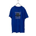【中古】【古着】 半袖 プリントTシャツ L〜 ブルー クルーネック バックプリント 古着卸 アメリカ仕入 a607-5981