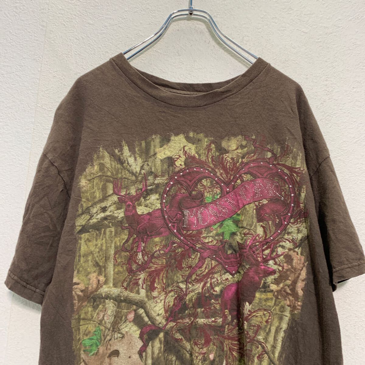 【中古】【古着】 MOSSY OAK 半袖 プリントTシャツ XL レディース ブラウン リアルツリー バックプリント クルーネック 古着卸 アメリカ仕入 a607-5994