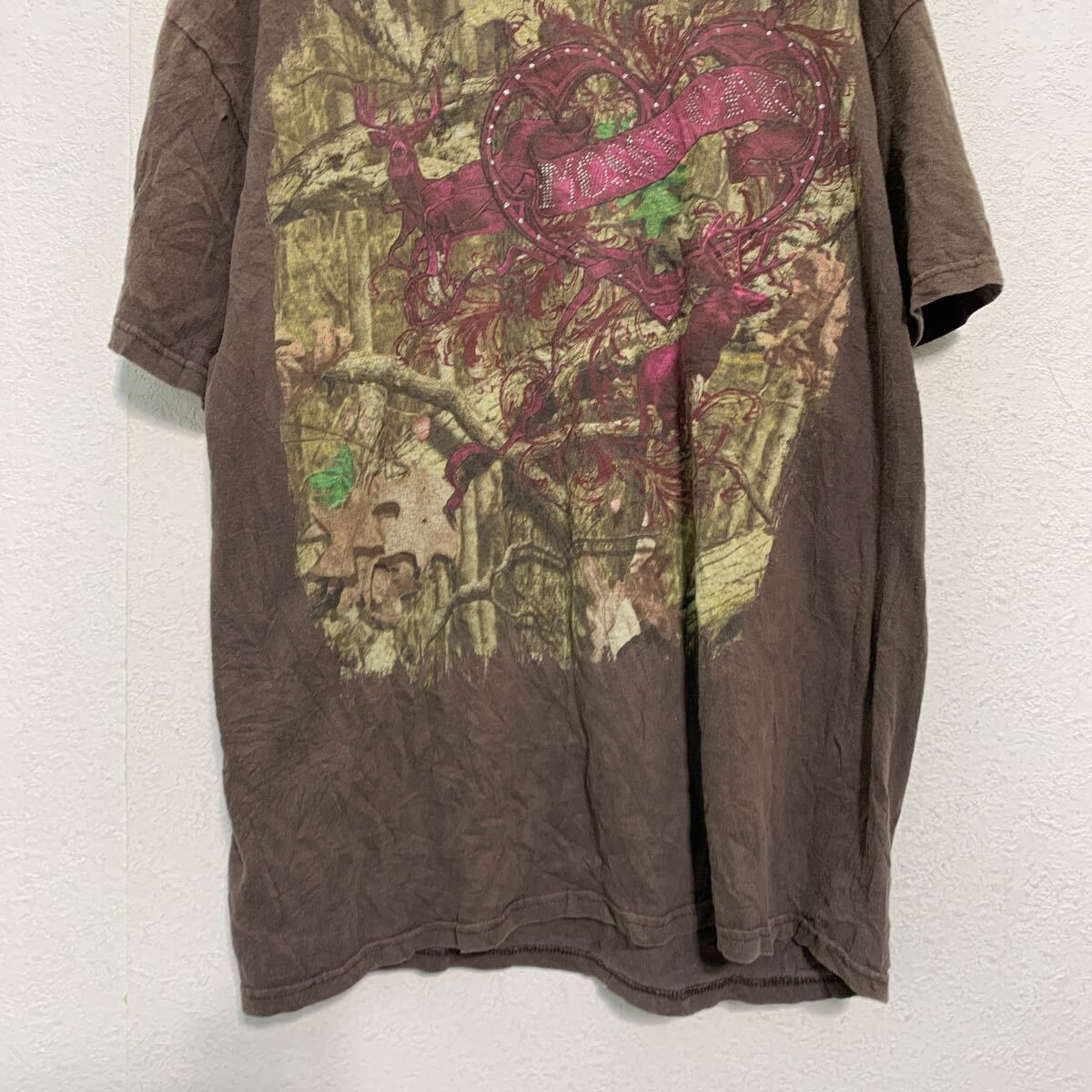 【中古】【古着】 MOSSY OAK 半袖 プリントTシャツ XL レディース ブラウン リアルツリー バックプリント クルーネック 古着卸 アメリカ仕入 a607-5994