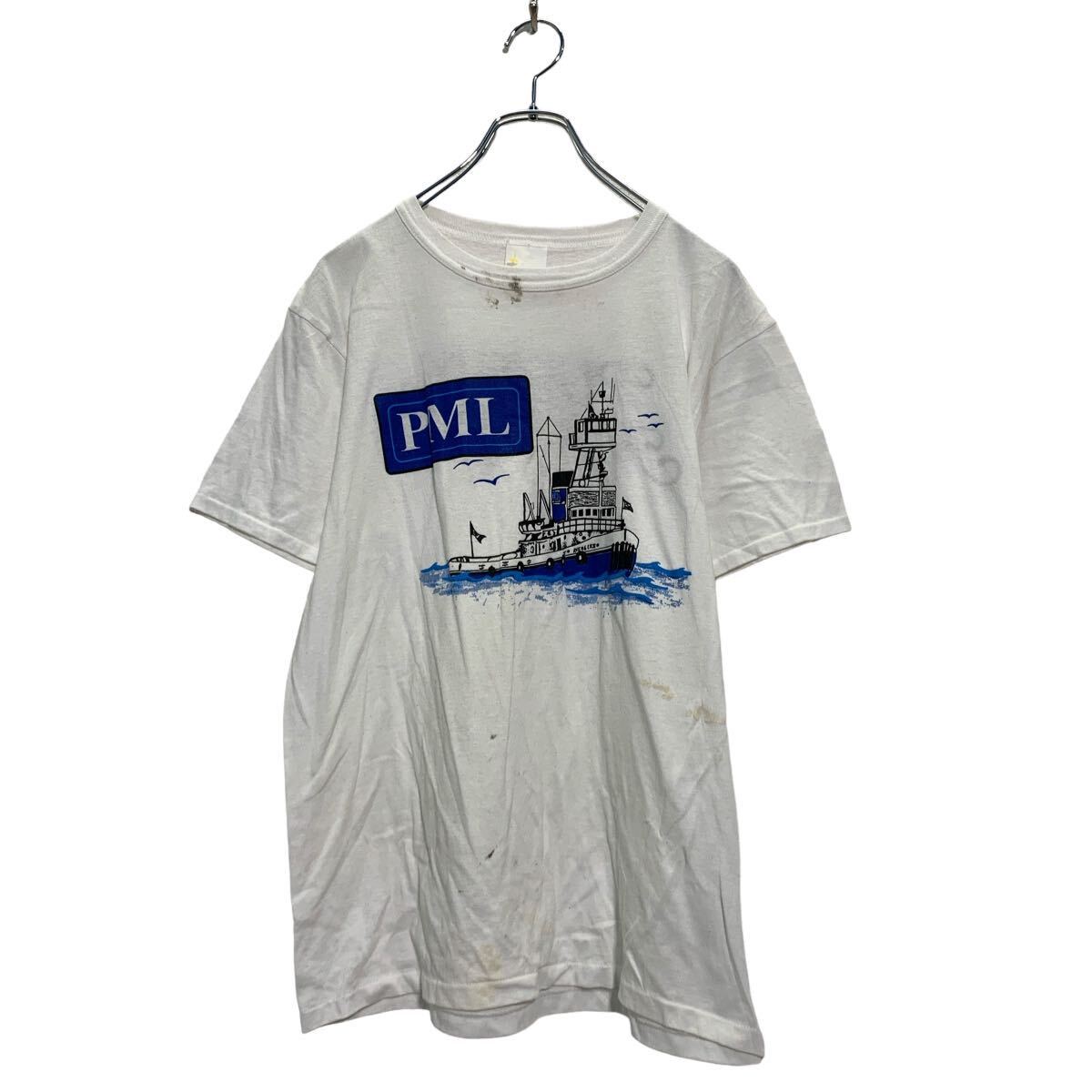 【中古】【古着】 半袖 プリントTシャツ L～ ホワイト 袖裾シングルステッチ バックプリント クルーネック 古着卸 アメリカ仕入 a607-6000