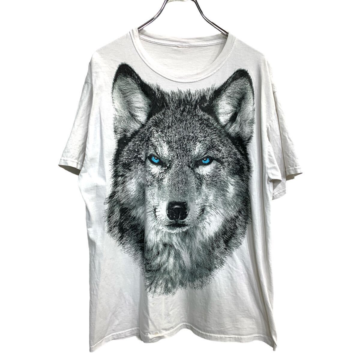 【中古】【古着】 半袖 プリント Tシャツ Lサイズくらい アニマルプリント ホワイト 古着卸 アメリカ仕入 t2407-3798(4.0)