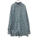 【中古】【古着】 nautica 長袖 シャツ 3XLサイズノーティカ ビッグサイズ 胸ポケット チェック柄 グリーン ブルー 古着卸 アメリカ仕入 t2407-3861(4)
