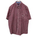 【中古】【古着】 CHAPS 半袖 シャツ XLサイズ チャップス 胸ポケット 刺繍 チェック柄 レッド 古着卸 アメリカ仕入 t2407-3873