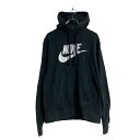 【中古】【古着】 NIKE ロゴ スウェット パーカー M ブラック ナイキ プルオーバー ビッグロゴ 古着卸 アメリカ仕入 a607-6296