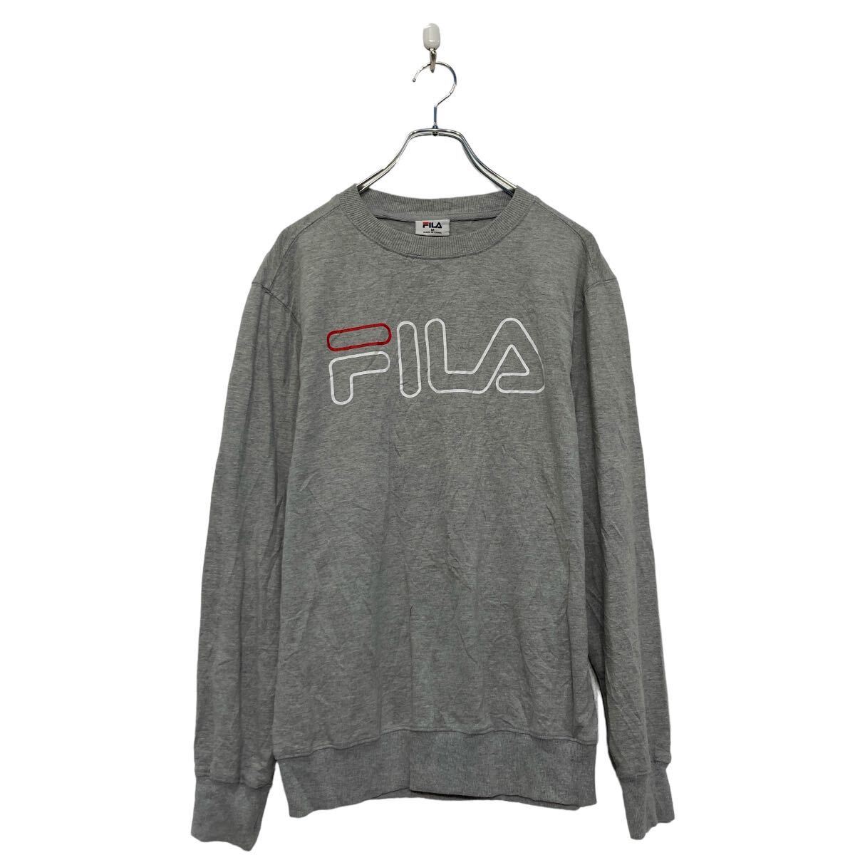 Collaboration - 【中古】【古着】 FILA プリント スウェット トレーナー フィラ M グレー ロゴ 古着卸 アメリカ仕入 a607-6432