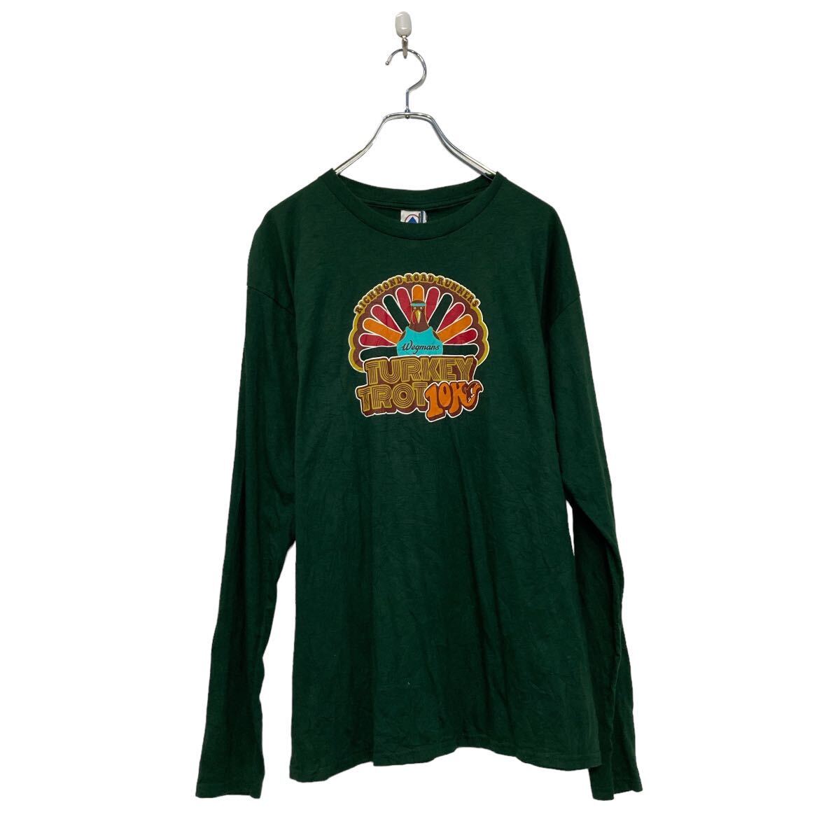 【中古】【古着】 DELTA 長袖 プリント Tシャツ デルタ L グリーン パックプリント ロングスリーブ 古着卸 アメリカ仕入 a607-6458