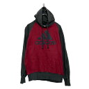 【中古】【古着】 adidas プリント スウェット パーカー アディダス M グレー レッド ラグラン プルオーバー 古着卸 アメリカ仕入 a607-6524