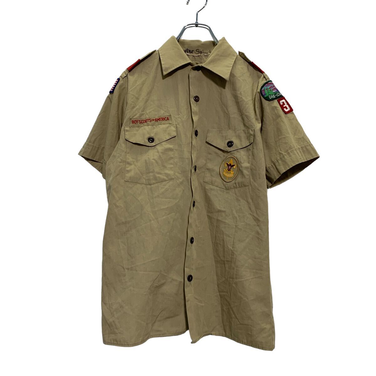 【中古】【古着】 BOYSCOUTS OF AMERICA 半袖 ボーイスカウトシャツ M カーキ エポレット ダブルポケット 古着卸 アメリカ仕入 a607-6587