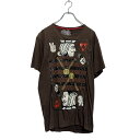 【中古】【古着】 半袖 プリントTシャツ M ブラウン トランプ柄 クルーネック 古着卸 アメリカ仕入 a607-6618