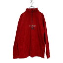 【中古】【古着】 TOMMY HILFIGER ハーフジップ フリースジャケット L レッド トミーヒルフィガー 刺繍ロゴ アウトドア 古着卸 アメリカ仕入 a607-6632