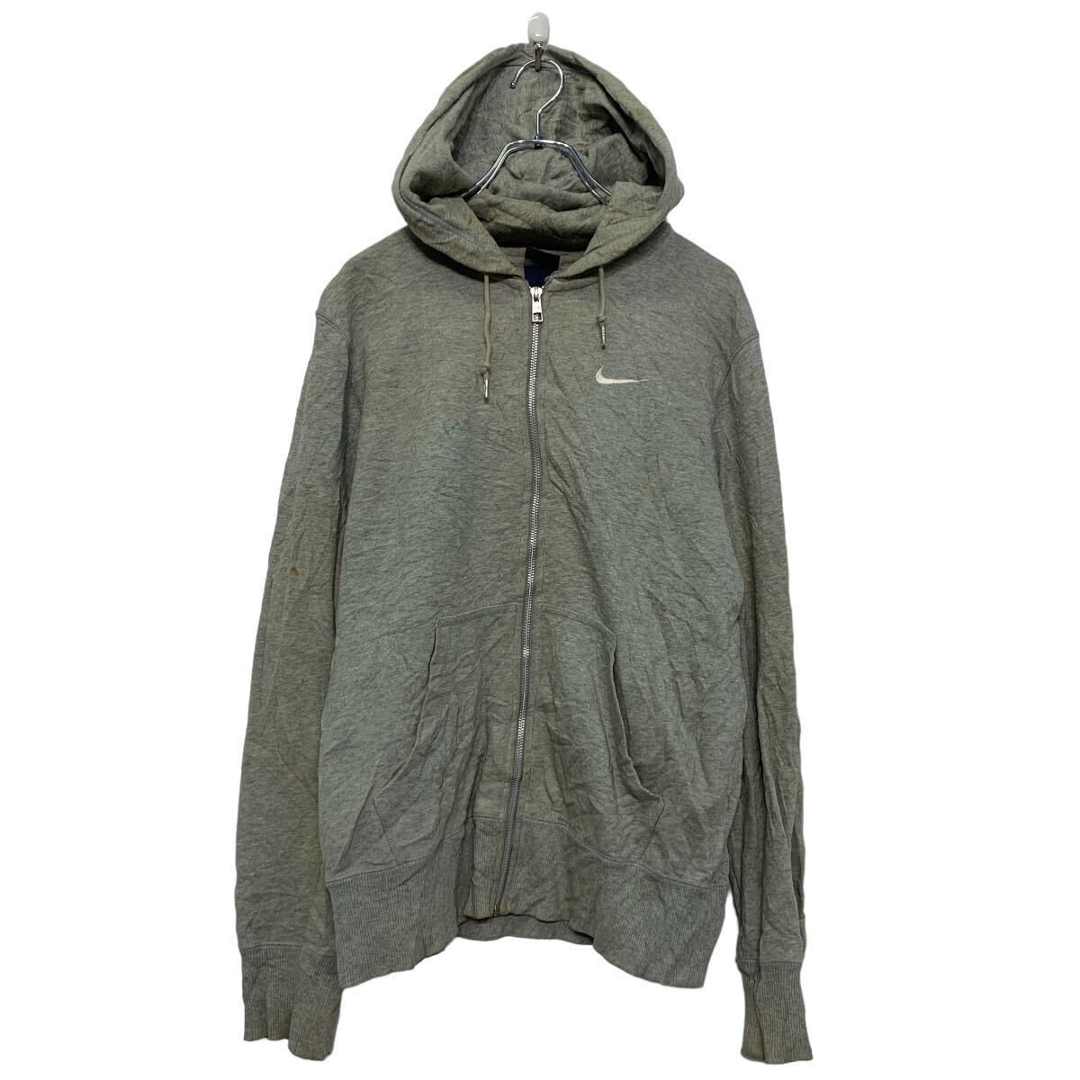 【中古】【古着】 NIKE プリント スウェット パーカー ナイキ M グレー フルジップ 古着卸 アメリカ仕入 a607-6862