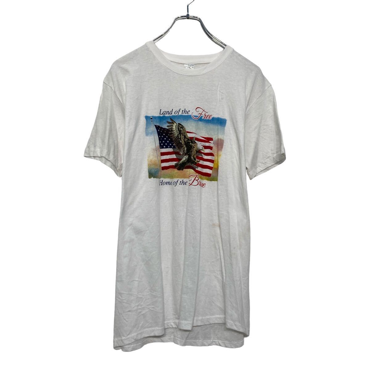 【中古】【古着】 半袖 プリント Tシャツ L ホワイト イラスト クルーネック 古着卸 アメリカ仕入 a607-6916