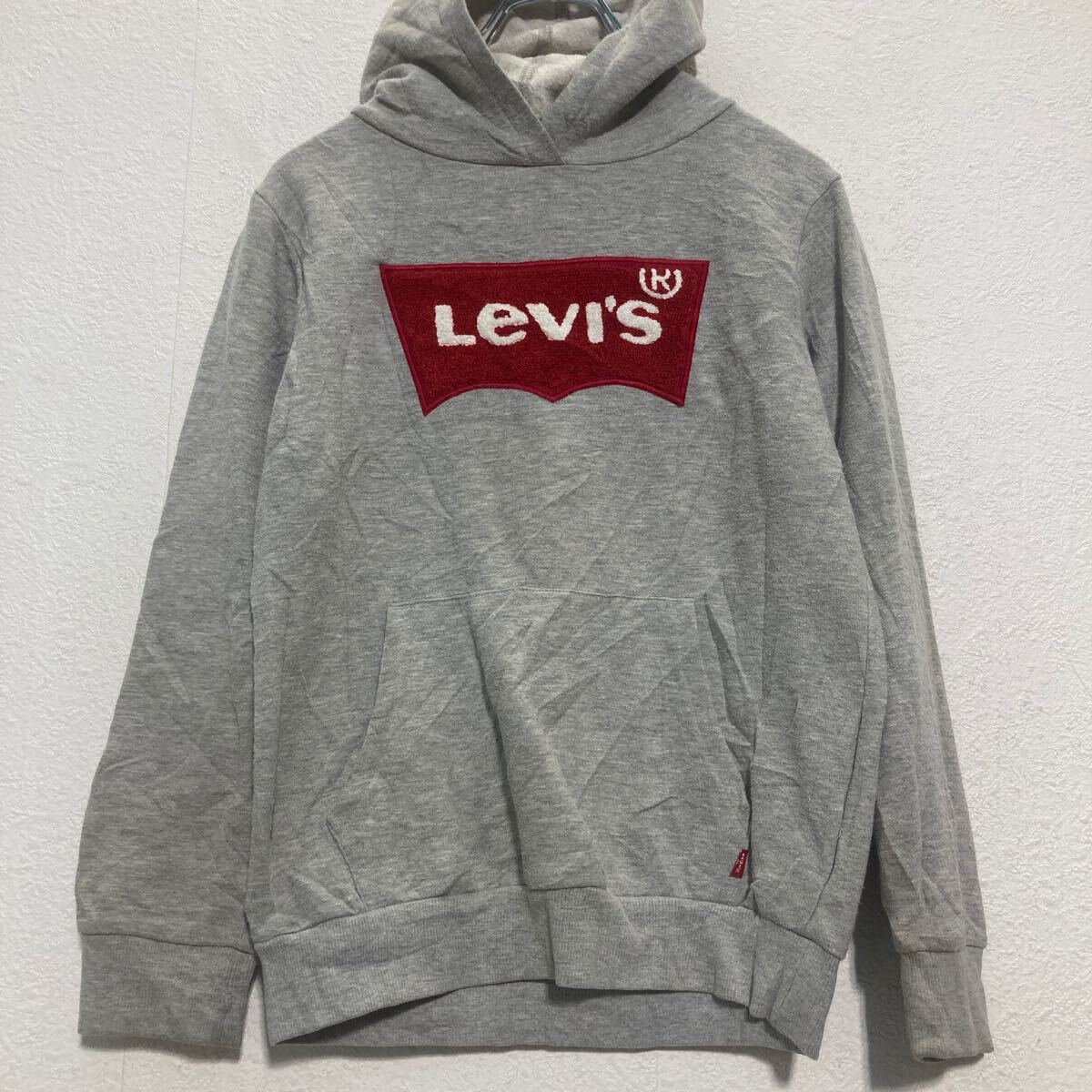 【中古】【古着】 Levi’s ロゴ スウェット パーカー キッズ XS〜 リーバイス グレ...