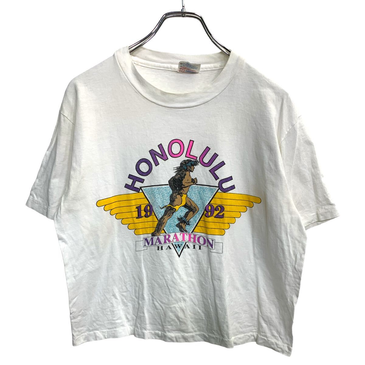 【中古】【古着】 Hanes 半袖 プリント Tシャツ Mサイズ ヘインズ シングルステッチ ホワイト コットン USA製 古着卸 アメリカ仕入 t2407-4544