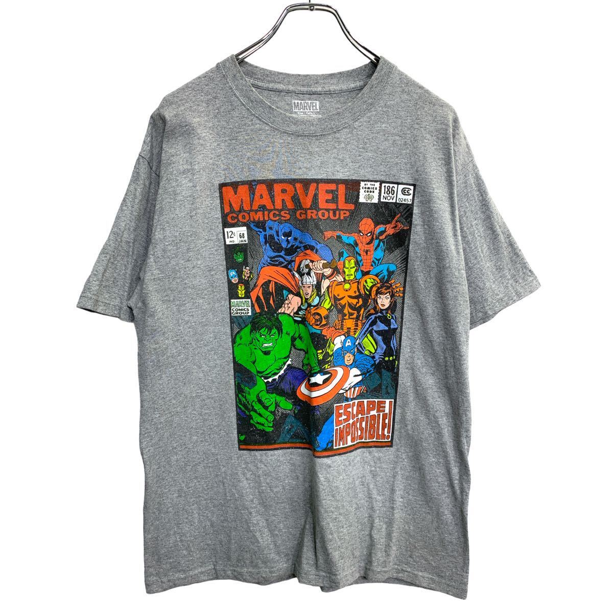 【中古】【古着】 MARVEL 半袖 プリント Tシャツ Lサイズ マーベル キャラクター グレー 古着卸 アメリカ仕入 t2407-4617