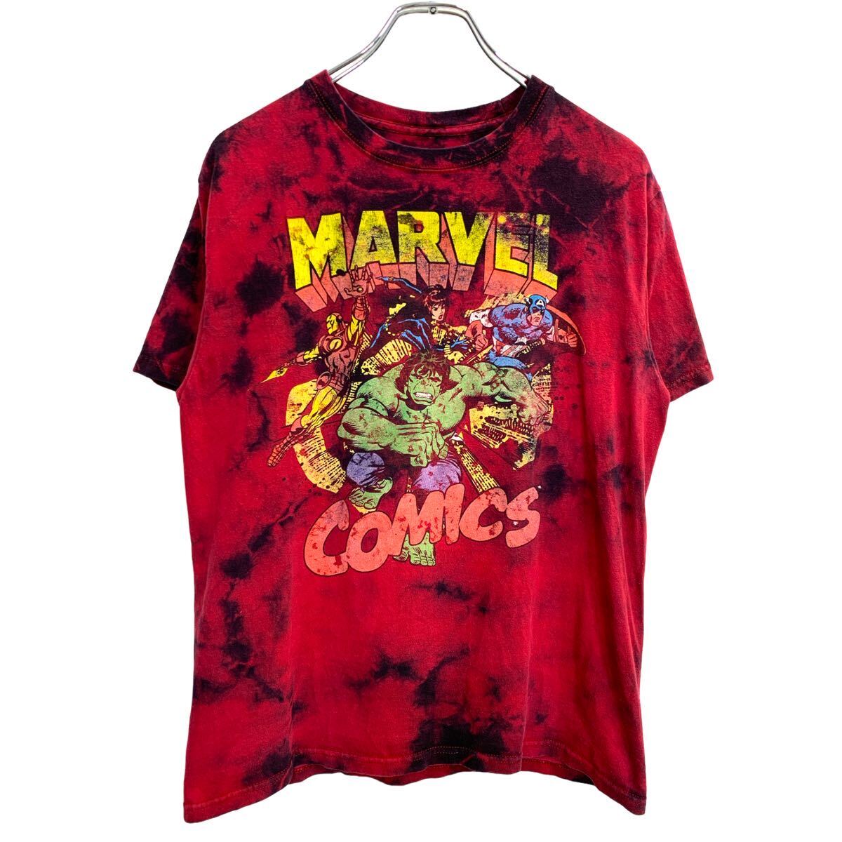 Character - 【中古】【古着】 MARVEL 半袖 プリント Tシャツ Mサイズくらい マーベル キャラクター タイダイ柄 レッド コットン 古着卸 アメリカ仕入 t2407-4628