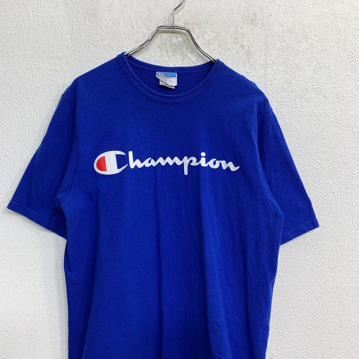 【中古】【古着】 Champion 半袖 プリント Tシャツ Lサイズ チャンピオン ブルー ...