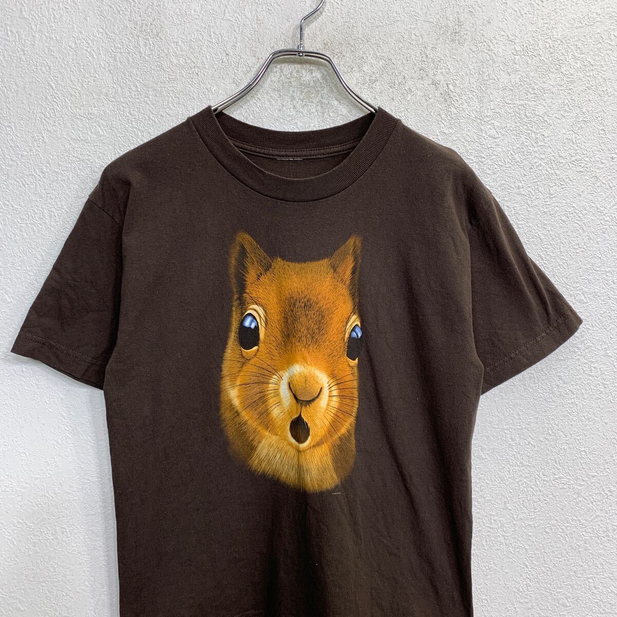 【中古】【古着】 半袖 プリント Tシャツ Sサイズくらい アニマルプリント ブラウン 古着卸 アメリカ仕入 t2408-3070
