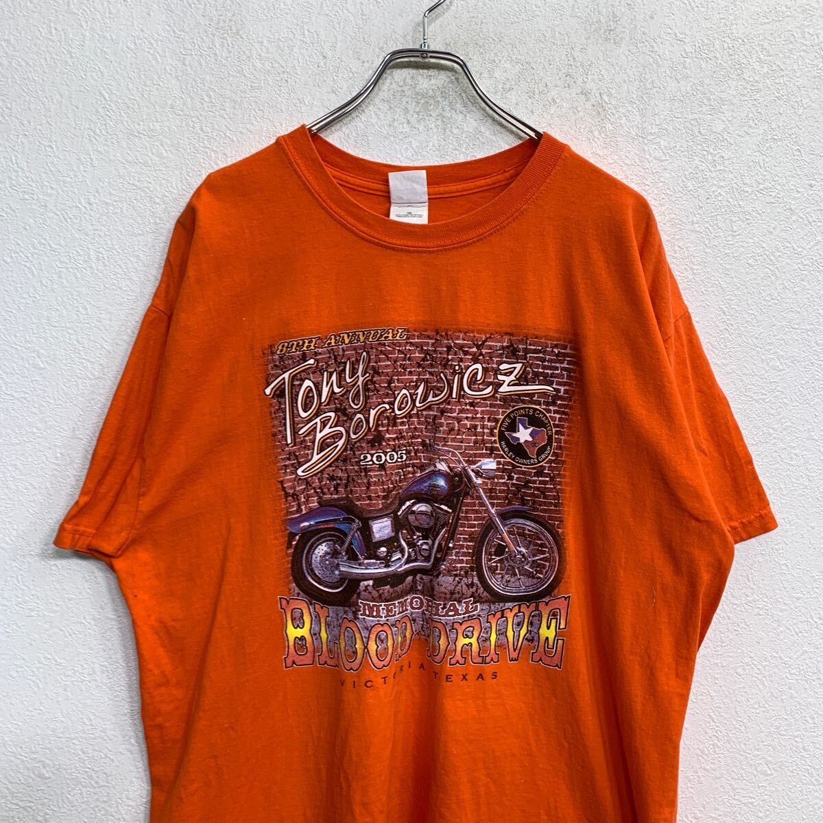 【中古】【古着】 GILDAN 半袖 プリント Tシャツ XLサイズ ギルダン オレンジ コットン 古着卸 アメリカ仕入 t2408-3112