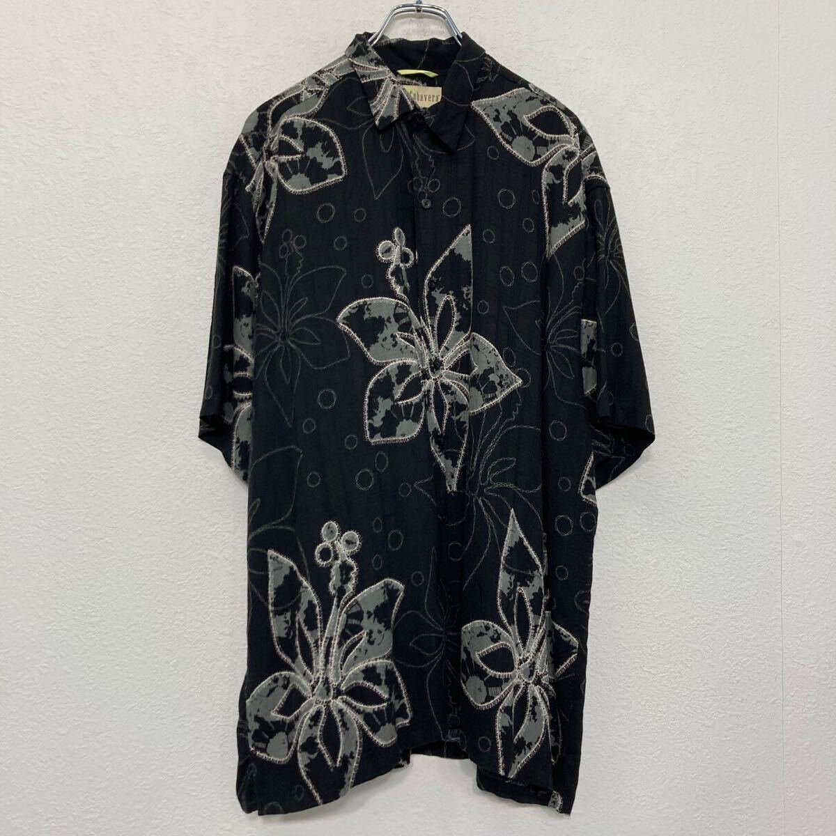 【中古】【古着】 Cubavera 半袖 柄 シャツ ブラック XL ブラック ビッグサイズ 古着卸 アメリカ仕入 a608-5254