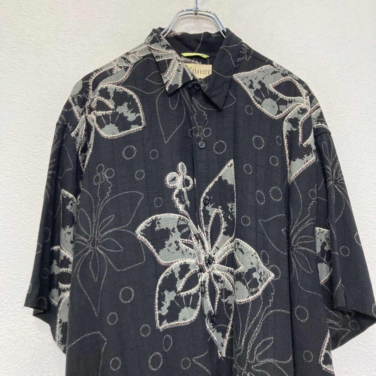 【中古】【古着】 Cubavera 半袖 柄 シャツ ブラック XL ブラック ビッグサイズ 古着卸 アメリカ仕入 a608-5254