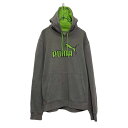 【中古】【古着】 PUMA プリント スウェット パーカー プーマ L グレー 裏起毛 プルオーバー 古着卸 アメリカ仕入 a608-5382
