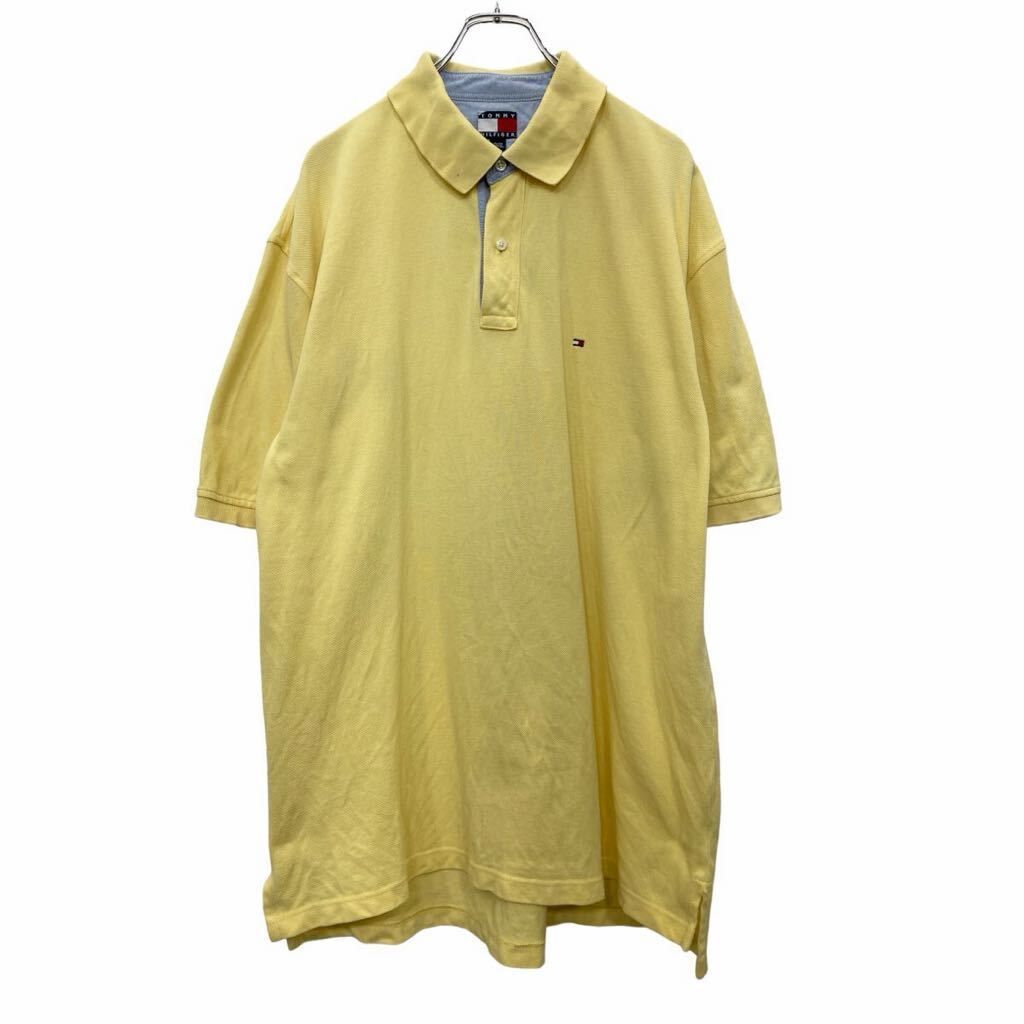 【中古】【古着】 TOMMY HILFIGER 半袖 ポロシャツ XLサイズ トミーヒルフィガー 刺繍 ハーフボタン イエロー 古着卸 アメリカ仕入 t2408-3320