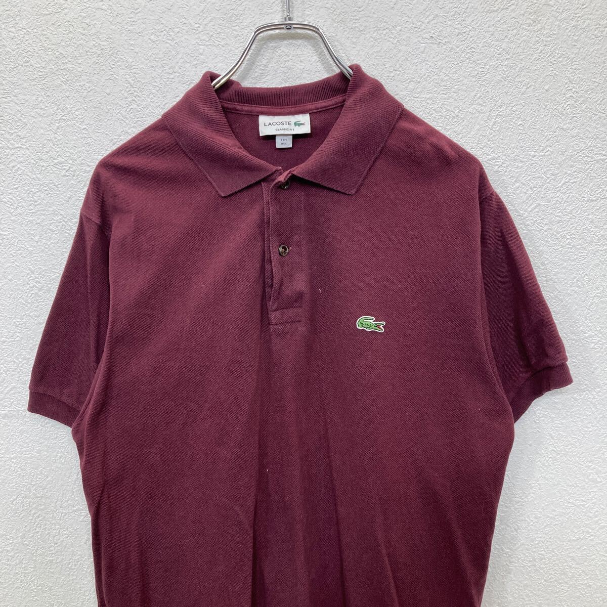 【中古】【古着】 LACOSTE 半袖 ポロシャツ Lサイズ ラコステ 刺繍 ハーフボタン カスタムフィット パープル 古着卸 アメリカ仕入 t2408-3371
